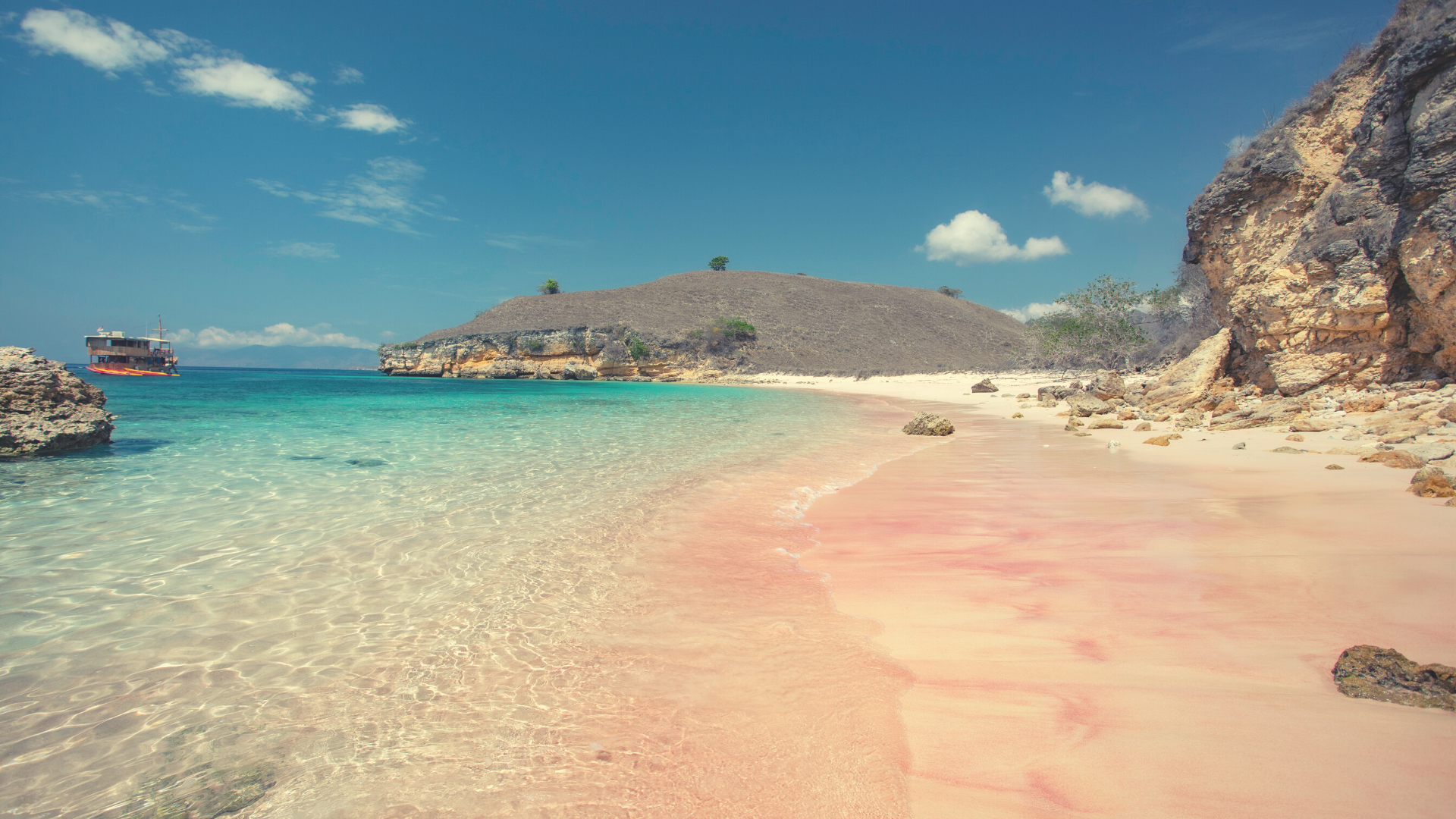 Travel with Friends at The Pink Beach, Komodo National Park, Indonesia